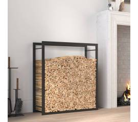 Suport pentru lemne de foc, negru mat, 80x28x86 cm, oțel