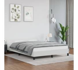 Cadru de pat cu tăblie, alb, 140x190 cm, piele ecologică