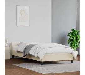 Cadru de pat cu tăblie, crem, 100x200 cm, piele ecologică