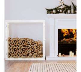 Rastel pentru lemne de foc, alb, 100x25x100 cm, lemn masiv pin