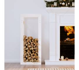 Rastel pentru lemne de foc, alb, 41x25x100 cm, lemn masiv pin