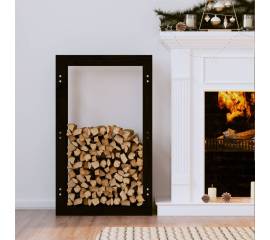 Rastel pentru lemne de foc, negru, 60x25x100 cm lemn masiv pin