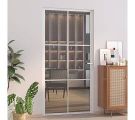 Ușă de interior, 102,5x201,5 cm, alb, sticlă esg și aluminiu