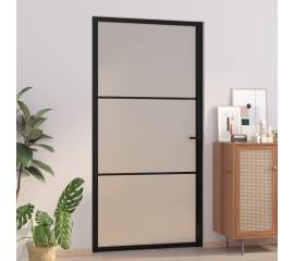 Ușă de interior, 102,5x201,5 cm, negru, sticlă mată și aluminiu