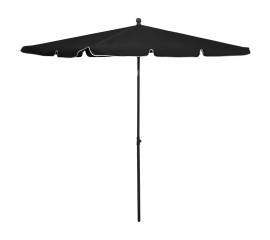 Umbrelă de grădină cu stâlp, negru, 210x140 cm