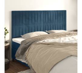 Tăblii de pat, 4 buc, albastru închis, 100x5x78/88 cm, catifea