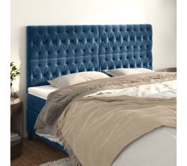 Tăblii de pat, 4 buc, albastru închis, 100x7x78/88 cm, catifea