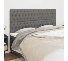 Tăblii de pat, 4 buc, gri închis, 100x7x78/88 cm, textil