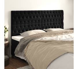 Tăblii de pat, 4 buc, negru, 100x7x78/88 cm, catifea