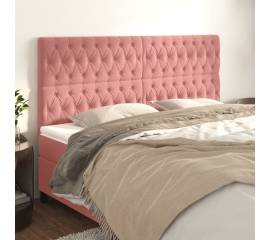 Tăblii de pat, 4 buc, roz, 100x7x78/88 cm, catifea