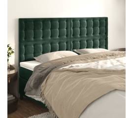 Tăblii de pat, 4 buc, verde închis, 100x5x78/88 cm, catifea