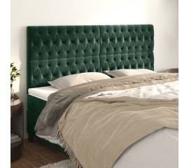 Tăblii de pat, 4 buc, verde închis, 100x7x78/88 cm, catifea