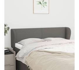 Tăblie de pat cu aripioare gri închis 147x23x78/88 cm textil
