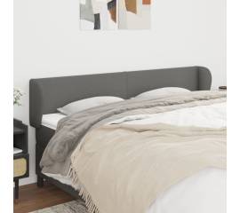 Tăblie de pat cu aripioare gri închis 183x23x78/88 cm textil