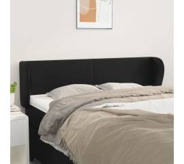 Tăblie de pat cu aripioare negru 147x23x78/88cm piele ecologică