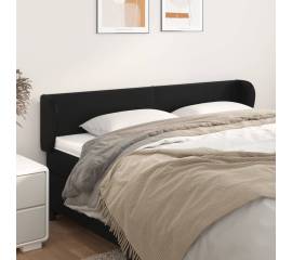 Tăblie de pat cu aripioare negru 183x23x78/88cm piele ecologică