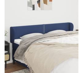 Tăblie de pat cu aripioare, albastru, 163x23x78/88 cm textil