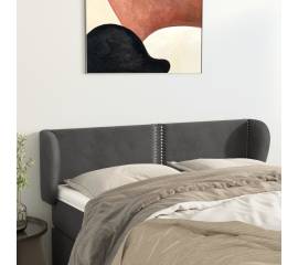 Tăblie de pat cu aripioare gri închis 147x23x78/88 cm catifea