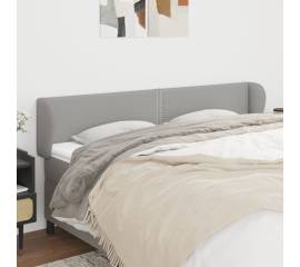 Tăblie de pat cu aripioare gri deschis 203x23x78/88 cm textil
