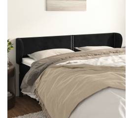 Tăblie de pat cu aripioare negru 183x23x78/88 cm catifea