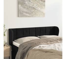 Tăblie de pat cu aripioare negru 147x23x78/88 cm catifea
