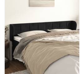 Tăblie de pat cu aripioare negru 163x23x78/88 cm catifea