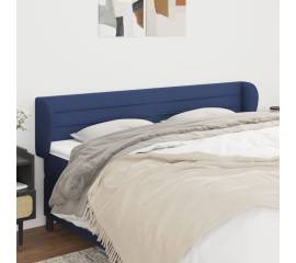 Tăblie de pat cu aripioare, albastru, 163x23x78/88 cm textil