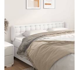 Tăblie de pat cu aripioare alb 163x23x78/88 cm piele ecologică