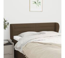 Tăblie de pat cu aripioare maro închis 147x23x78/88 cm textil