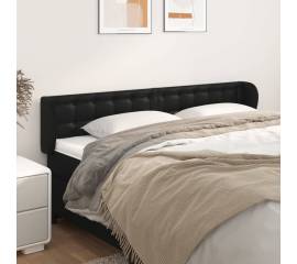 Tăblie de pat cu aripioare negru 203x23x78/88cm piele ecologică