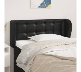 Tăblie de pat cu aripioare negru 93x23x78/88 cm piele ecologică