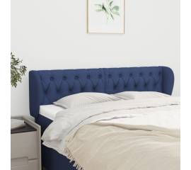 Tăblie de pat cu aripioare, albastru, 147x23x78/88 cm textil