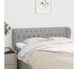 Tăblie de pat cu aripioare gri deschis 163x23x78/88 cm textil