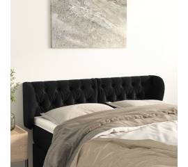 Tăblie de pat cu aripioare negru 163x23x78/88 cm catifea