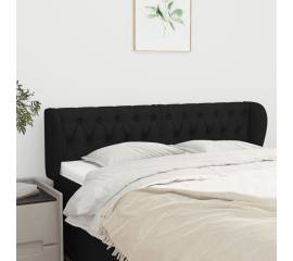 Tăblie de pat cu aripioare negru 163x23x78/88 cm textil