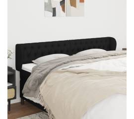 Tăblie de pat cu aripioare negru 183x23x78/88 cm textil