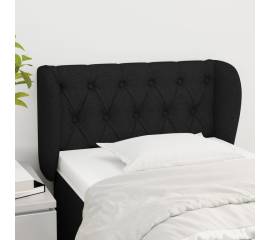 Tăblie de pat cu aripioare negru 83x23x78/88 cm material textil