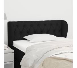 Tăblie de pat cu aripioare negru 93x23x78/88 cm textil