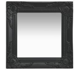 Oglindă de perete în stil baroc, negru, 40 x 40 cm