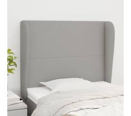 Tăblie de pat cu aripioare gri deschis 103x23x118/128 cm textil
