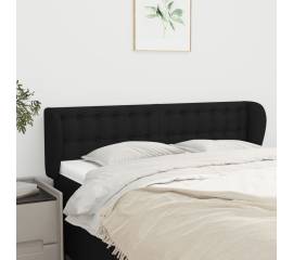 Tăblie de pat cu aripioare negru 147x23x78/88 cm textil
