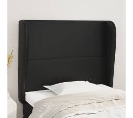 Tăblie de pat cu aripioare, negru, 93x23x118/128 cm, piele eco
