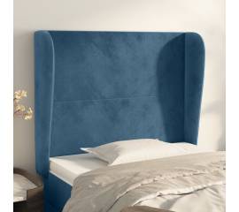 Tăblie pat cu aripioare albastru închis 83x23x118/128cm catifea