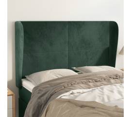 Tăblie pat cu aripioare verde închis 147x23x118/128 cm catifea
