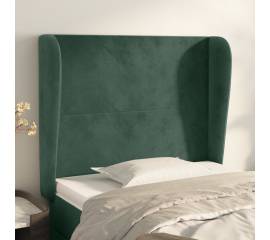 Tăblie pat cu aripioare verde închis 83x23x118/128 cm catifea