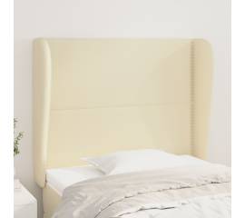 Tăblie de pat cu aripioare, crem, 93x23x118/128 cm, piele eco