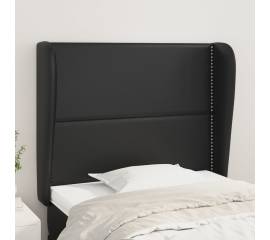 Tăblie de pat cu aripioare, negru, 103x23x118/128 cm, piele eco