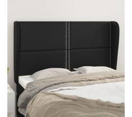 Tăblie de pat cu aripioare, negru, 147x23x118/128 cm, piele eco