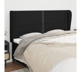 Tăblie de pat cu aripioare, negru, 183x23x118/128 cm, textil