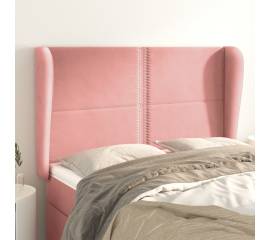 Tăblie de pat cu aripioare, roz, 147x23x118/128 cm, catifea